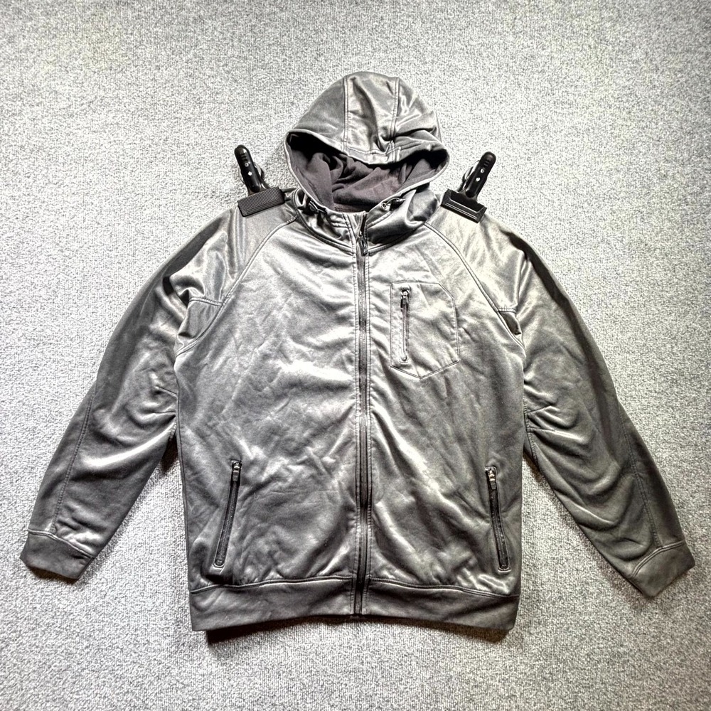 Foot Locker Hoodie Mens XL Gray Premium Fleece Lined Full Zip Performance Active